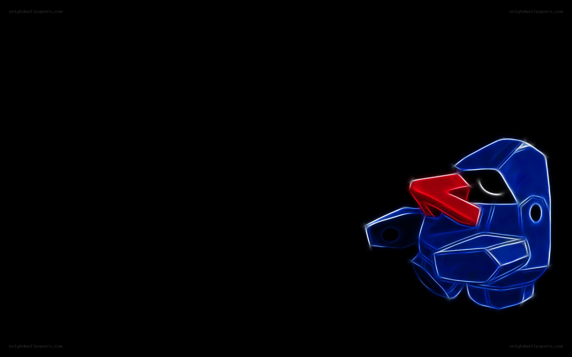 blue robot head with red beak