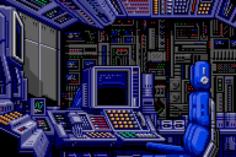 Blue Robot in Cockpit