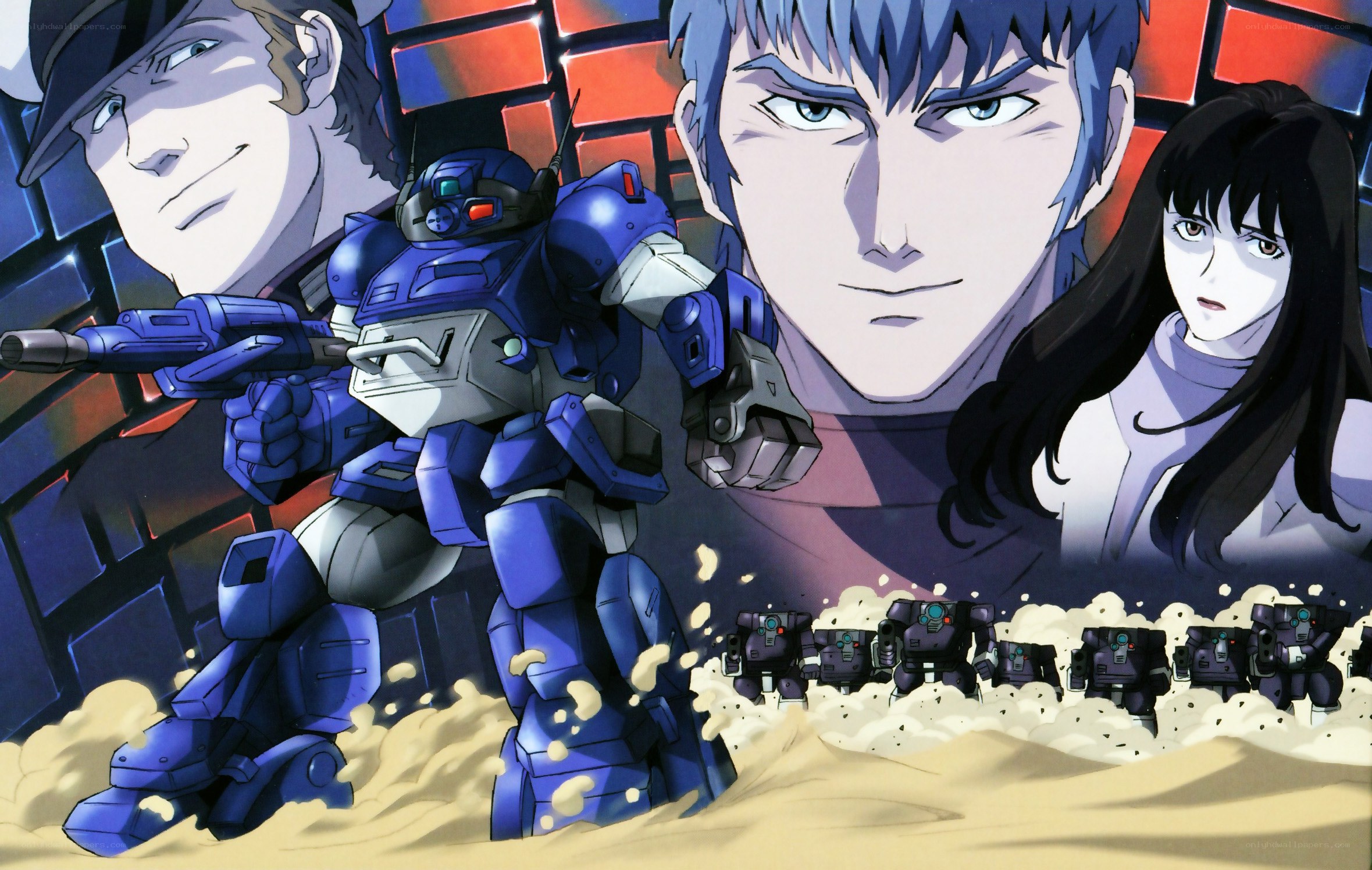 Blue robot in desert battle