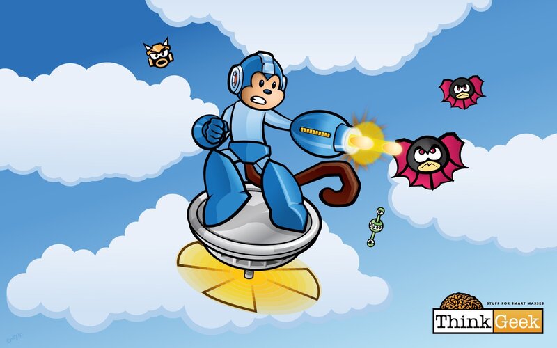 Blue Robot in Sky