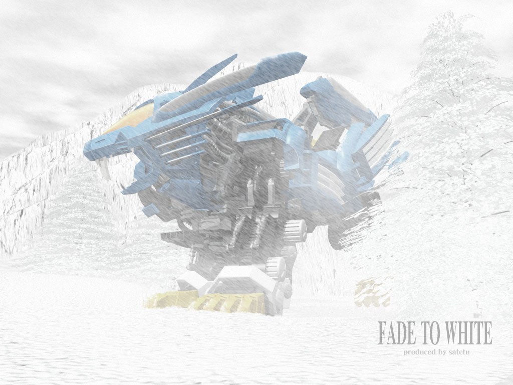 blue robot in snowy landscape