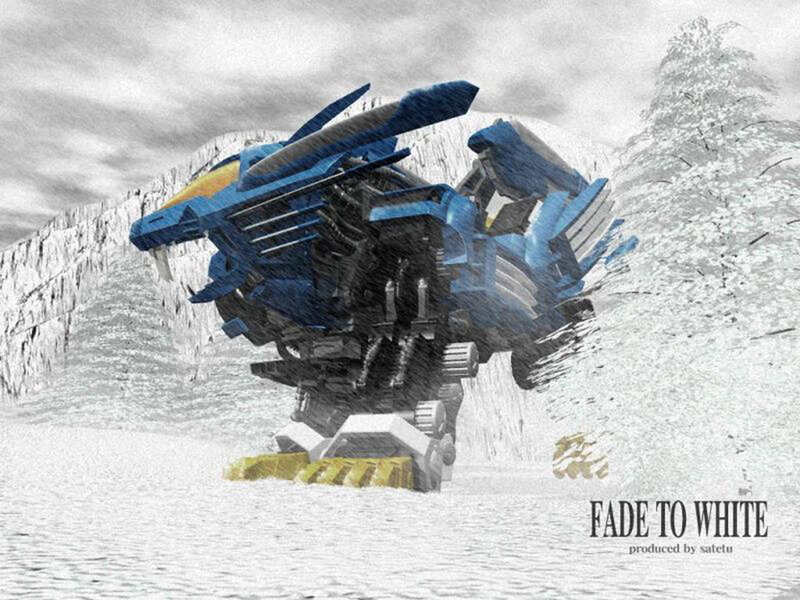 blue robot in snowy landscape