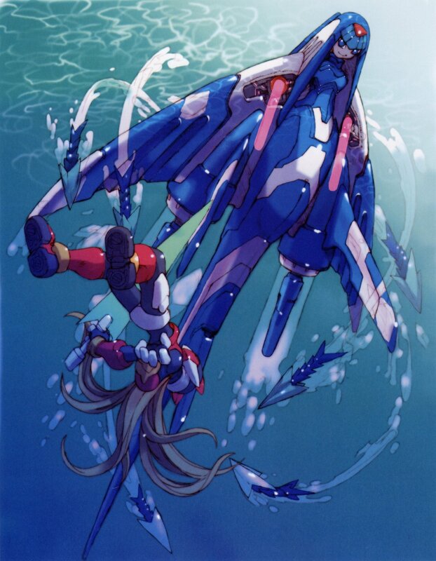 Blue Robot in Water
