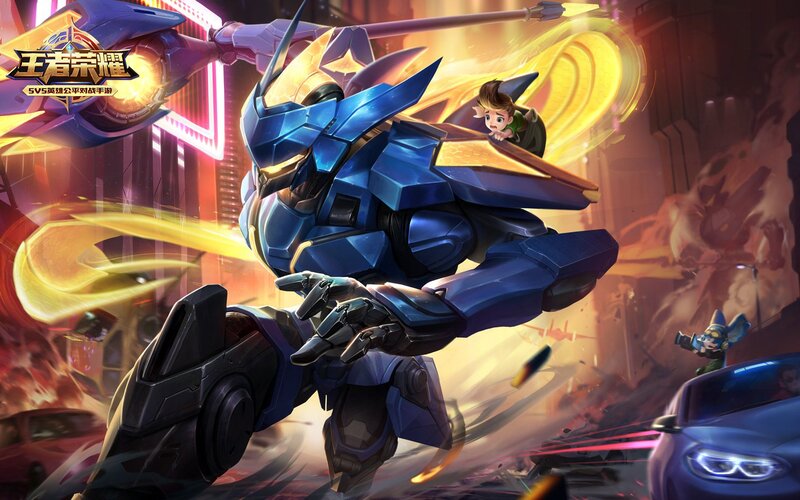 Blue Robot Mech — Dramatic