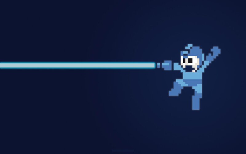 Blue Robot Shooting Laser