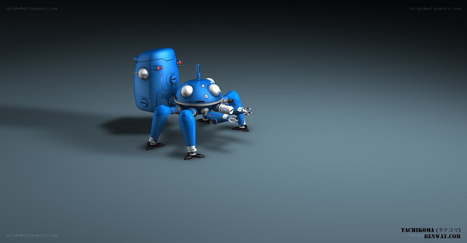 Blue robot spider character