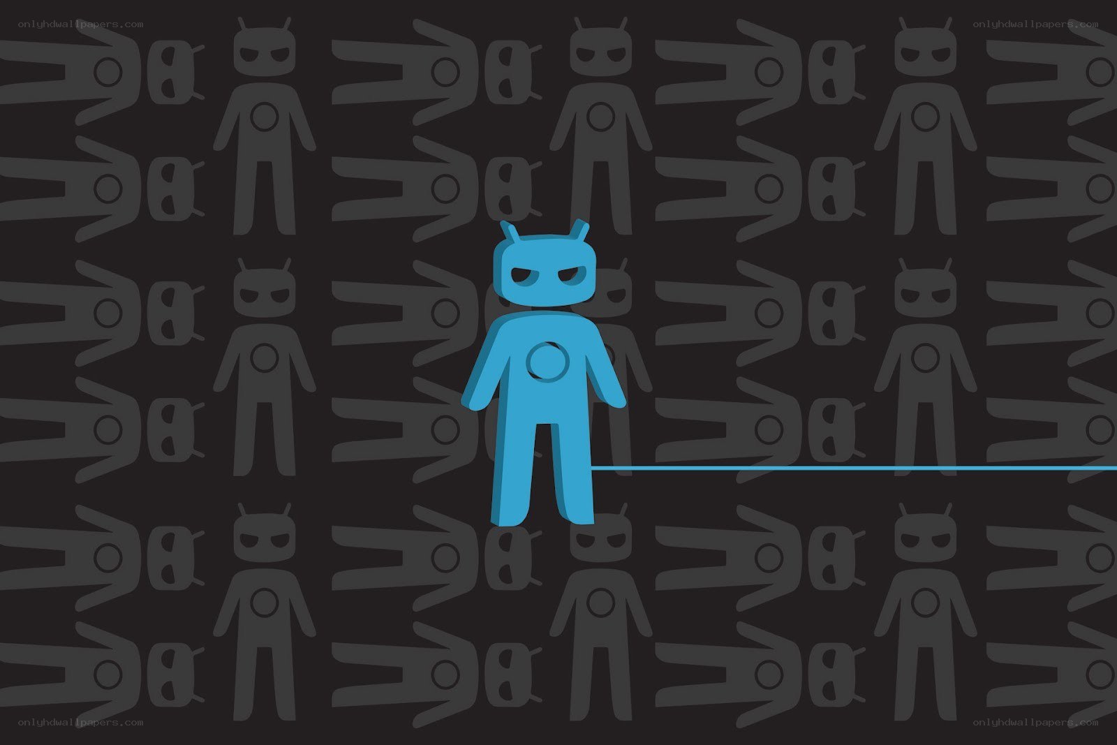 blue robot stands out