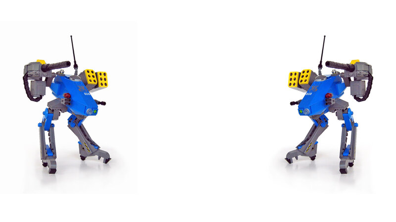 blue robot toy figure