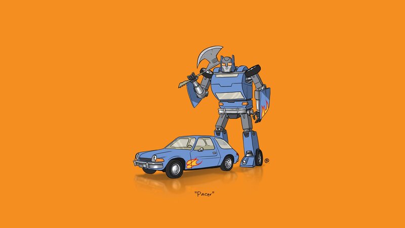 Blue Robot with Axe
