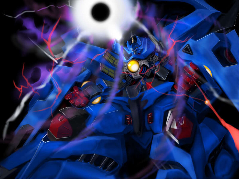 Blue robot with energy blast