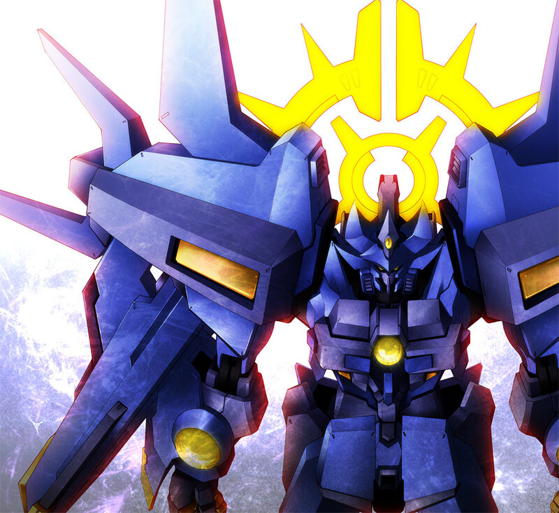 blue robot with golden emblem