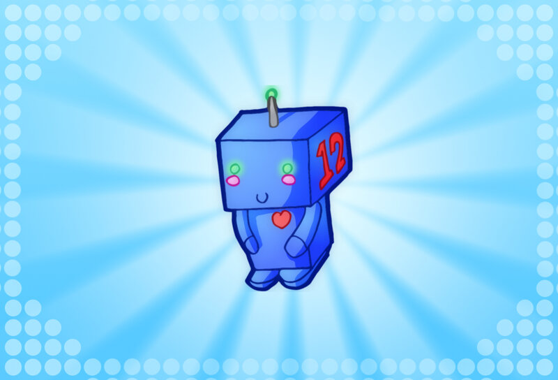 blue robot with heart