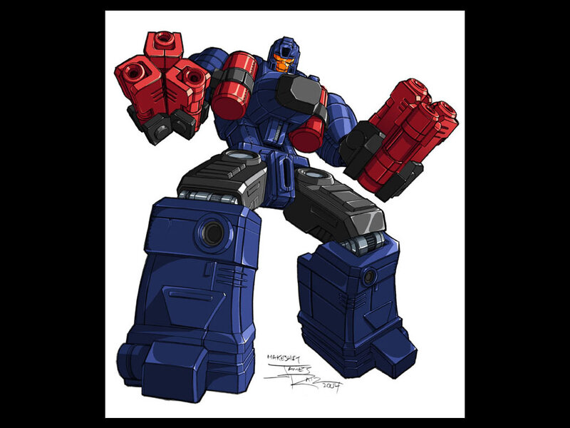 Blue Robot with Red Cannons