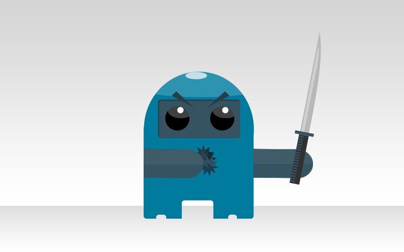 blue robot with sword