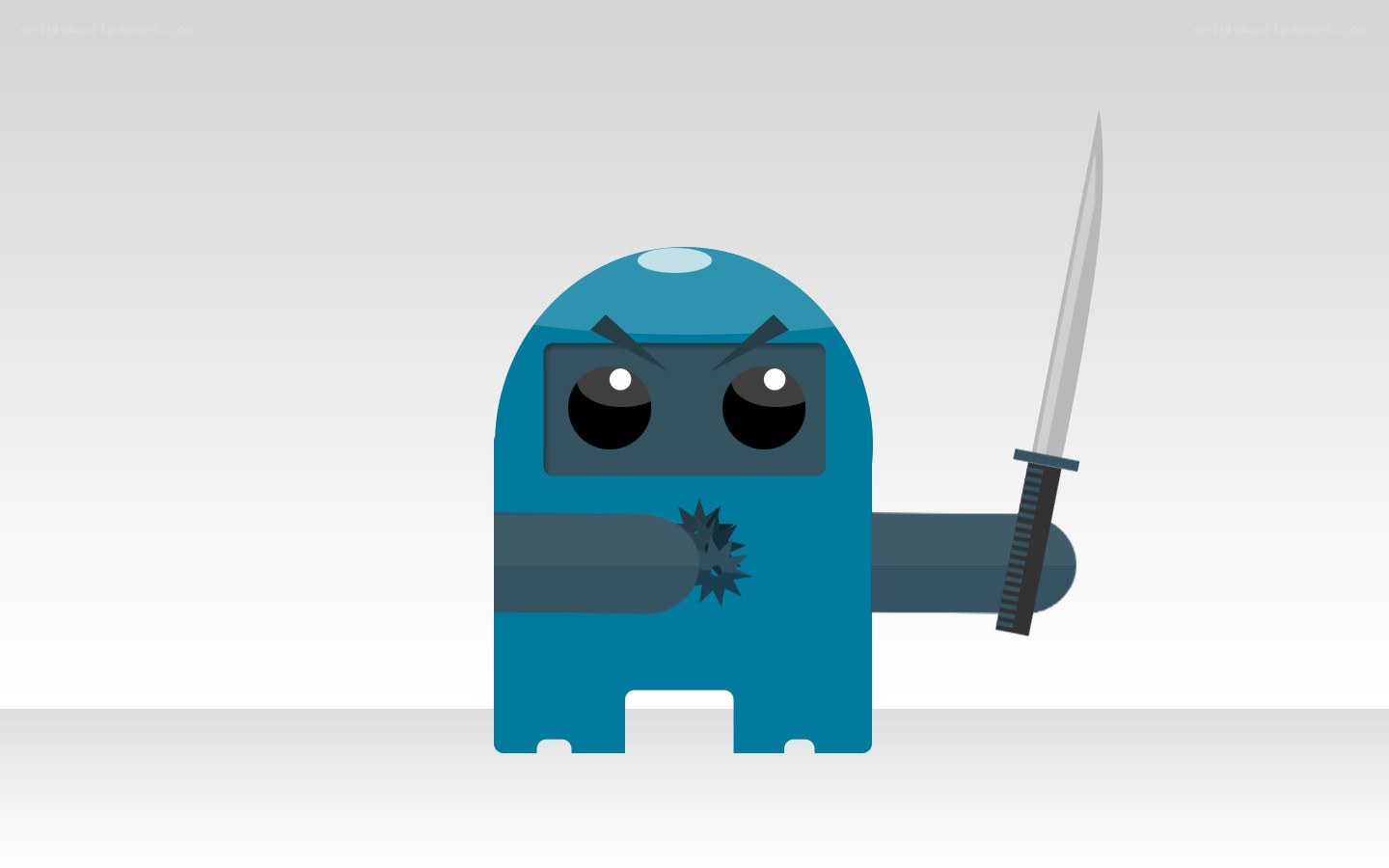 blue robot with sword