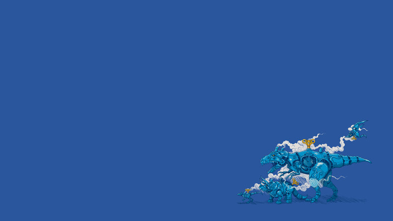 Blue robotic dinosaurs