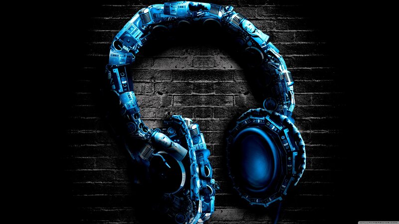 blue robotic headphones