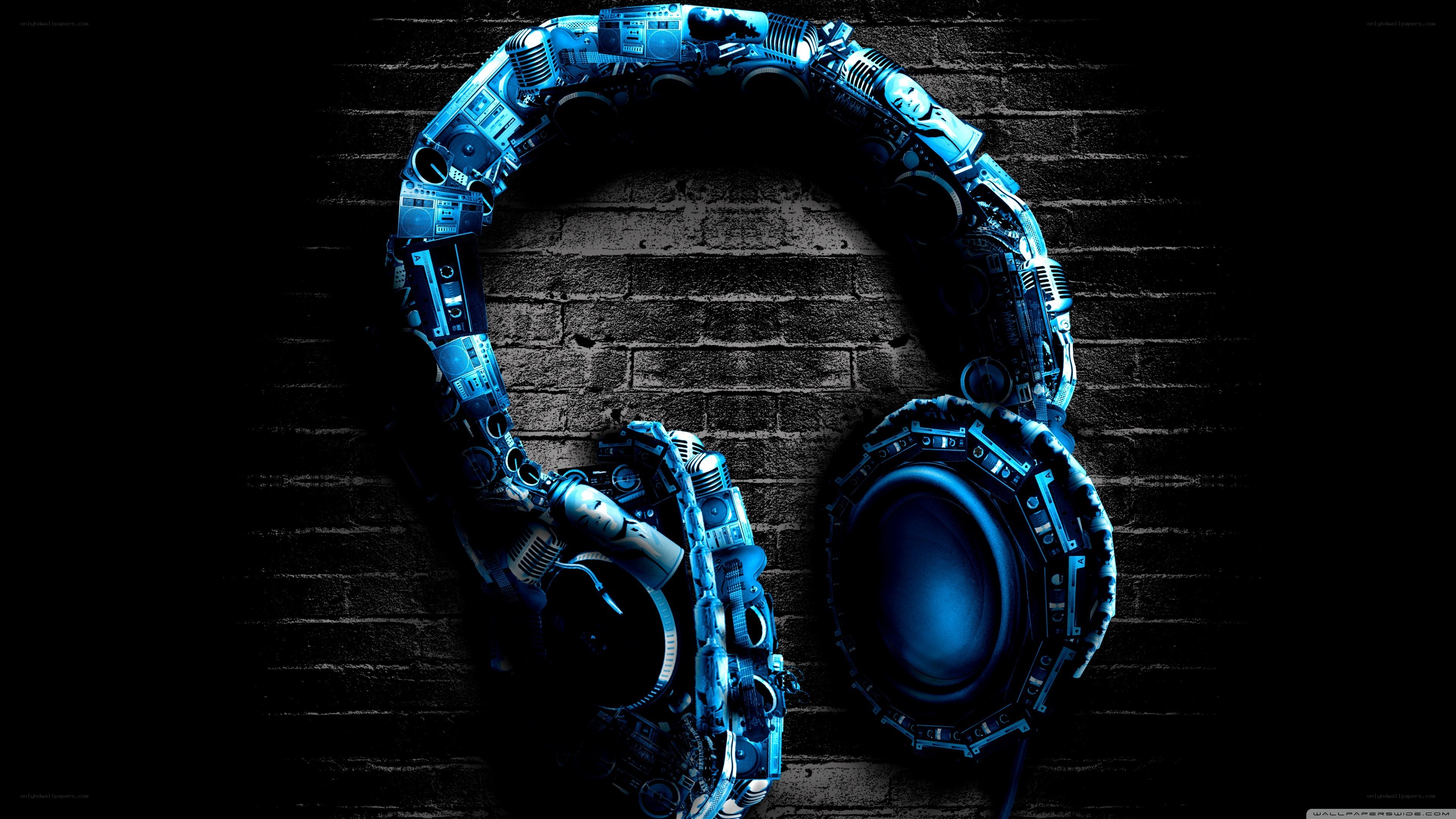 blue robotic headphones