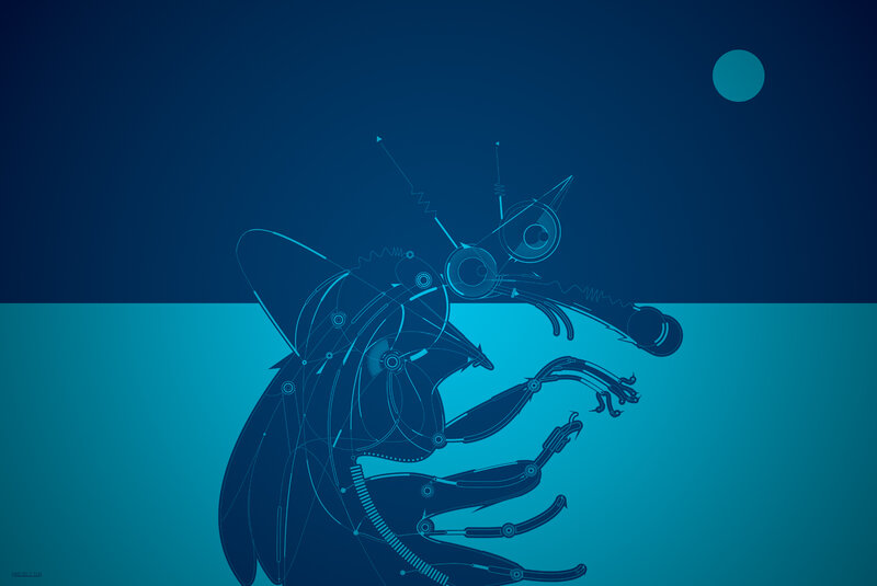 blue robotic insect design