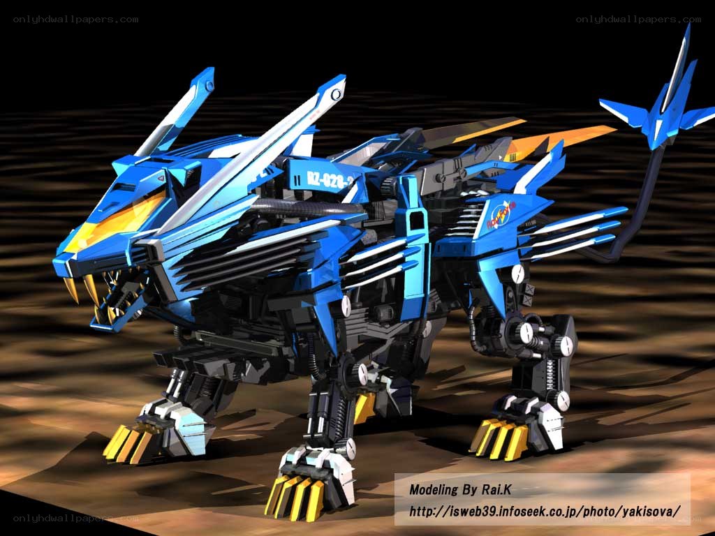 Blue robotic lion mech