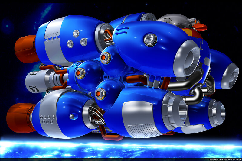 blue robotic spaceship