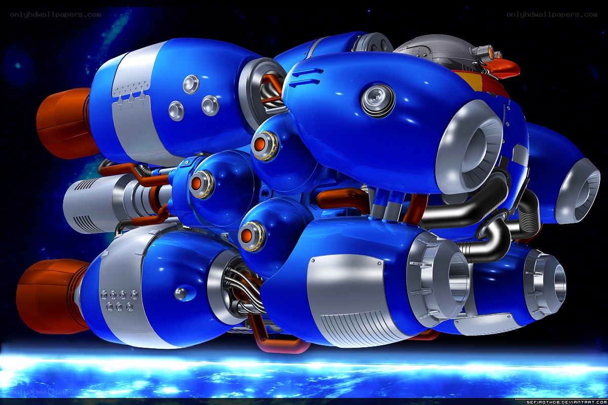 blue robotic spaceship