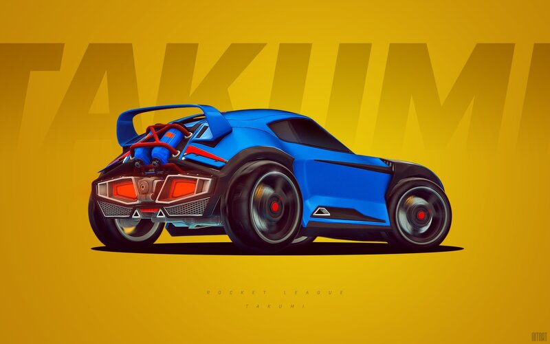 Blue Rocket League Car — Yellow