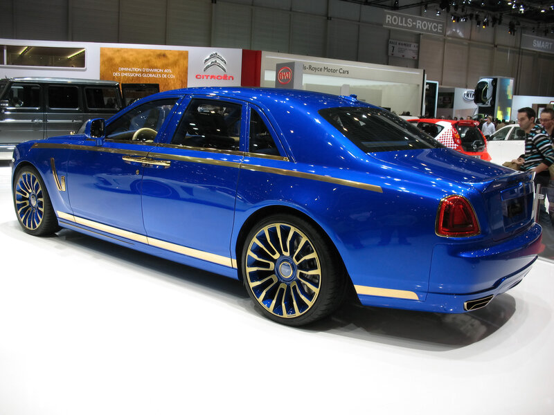 Blue Rolls-Royce at auto show