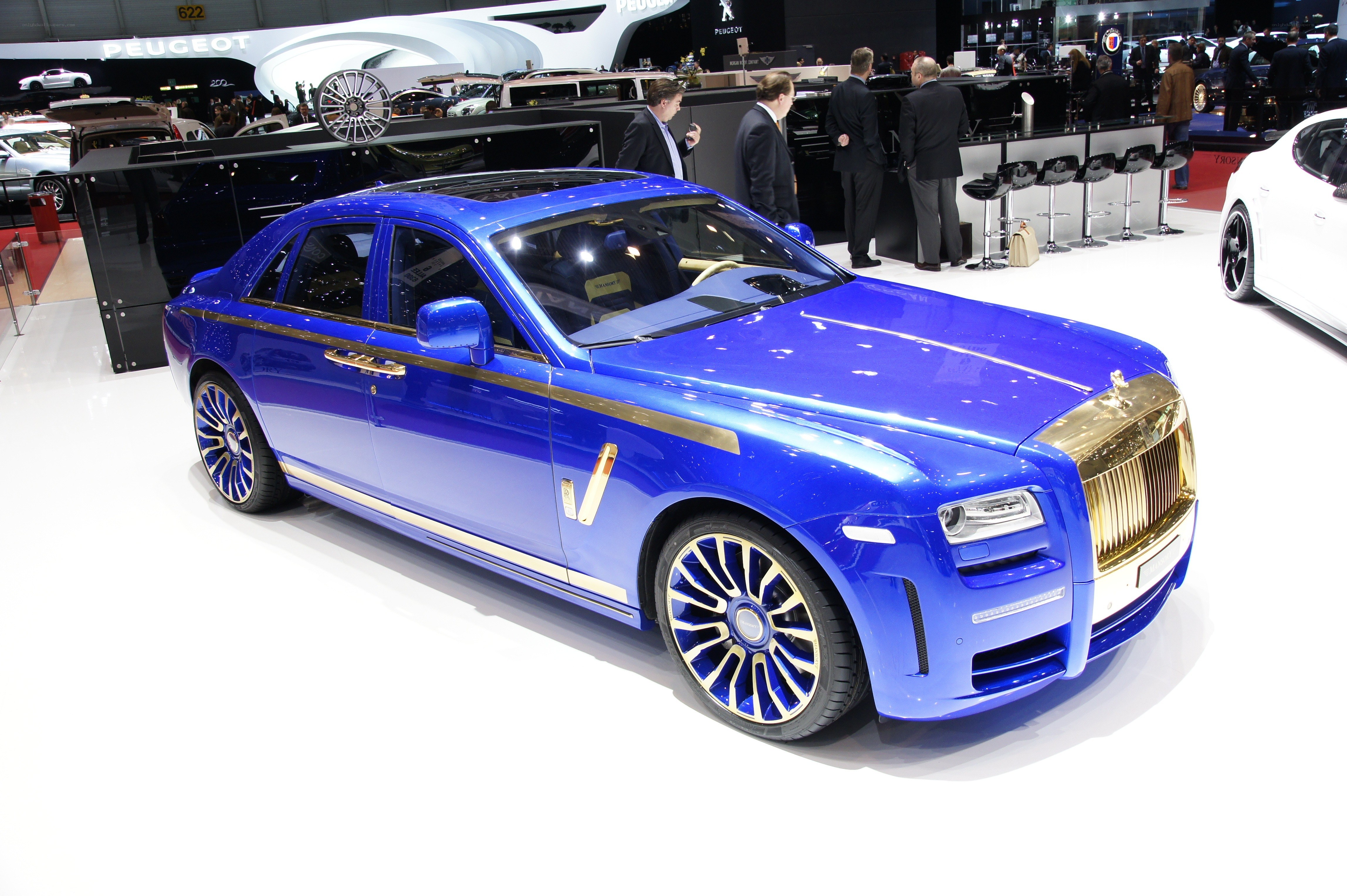 Blue Rolls-Royce at auto show