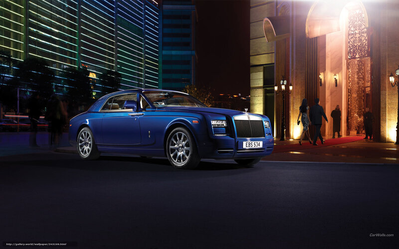 Blue Rolls-Royce Car — Dramatic, Night, Photograph, Building