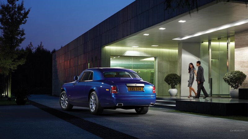 Blue Rolls-Royce Car — Dramatic, Night, Photograph, Couple