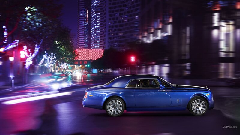 Blue Rolls-Royce Car — Dramatic, Night, Photograph