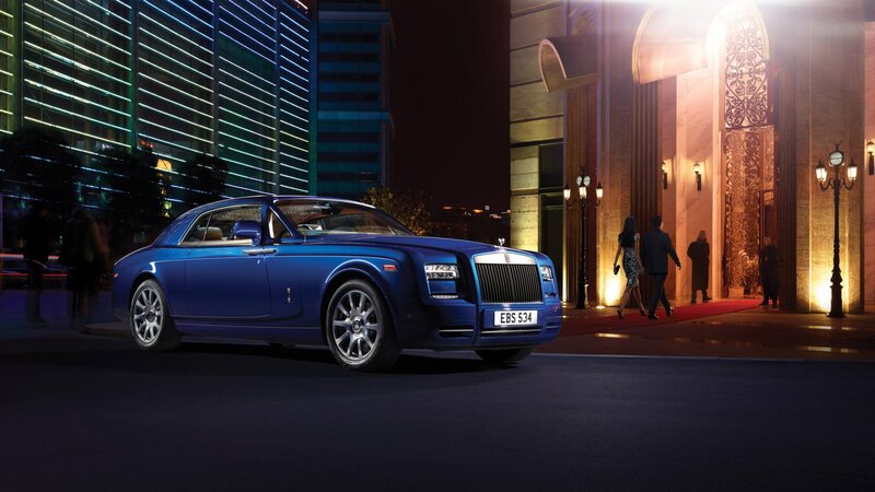 Blue Rolls-Royce Car — Dramatic, Night