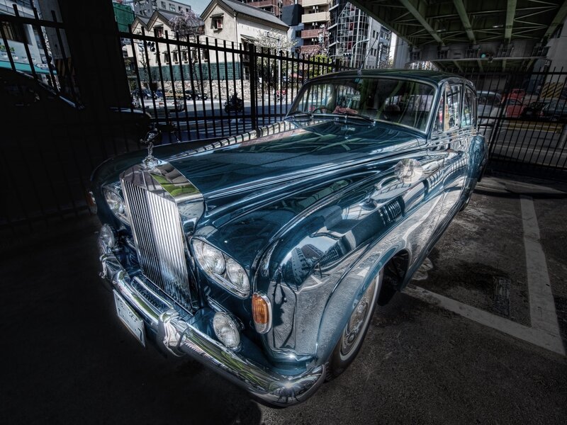 Blue Rolls-Royce Car — Dramatic