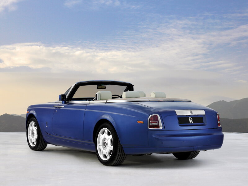blue rolls-royce convertible