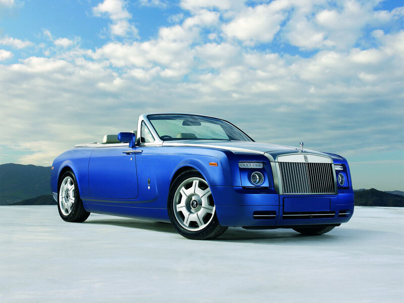 Blue Rolls-Royce Convertible — Serene, Afternoon, Photograph, Car, Sky