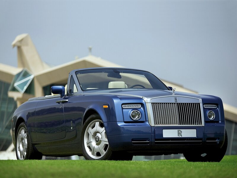 Blue Rolls-Royce Convertible — Serene, Afternoon, Photograph, Grass