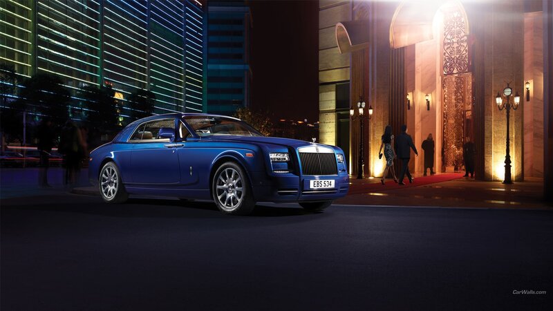 Blue Rolls-Royce Coupe — Dramatic, Night, Photograph
