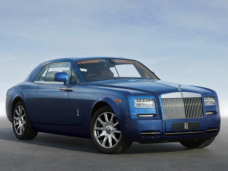 Blue Rolls-Royce Coupe — Serene, Photograph, Car, Sky