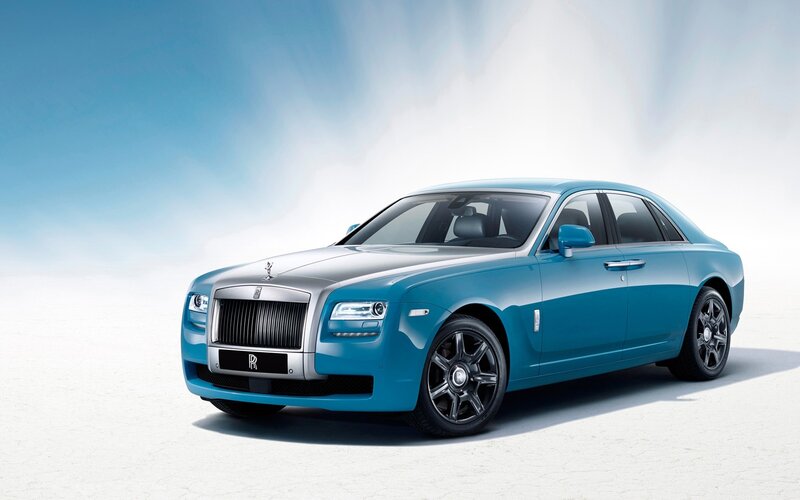 Blue Rolls-Royce luxury sedan