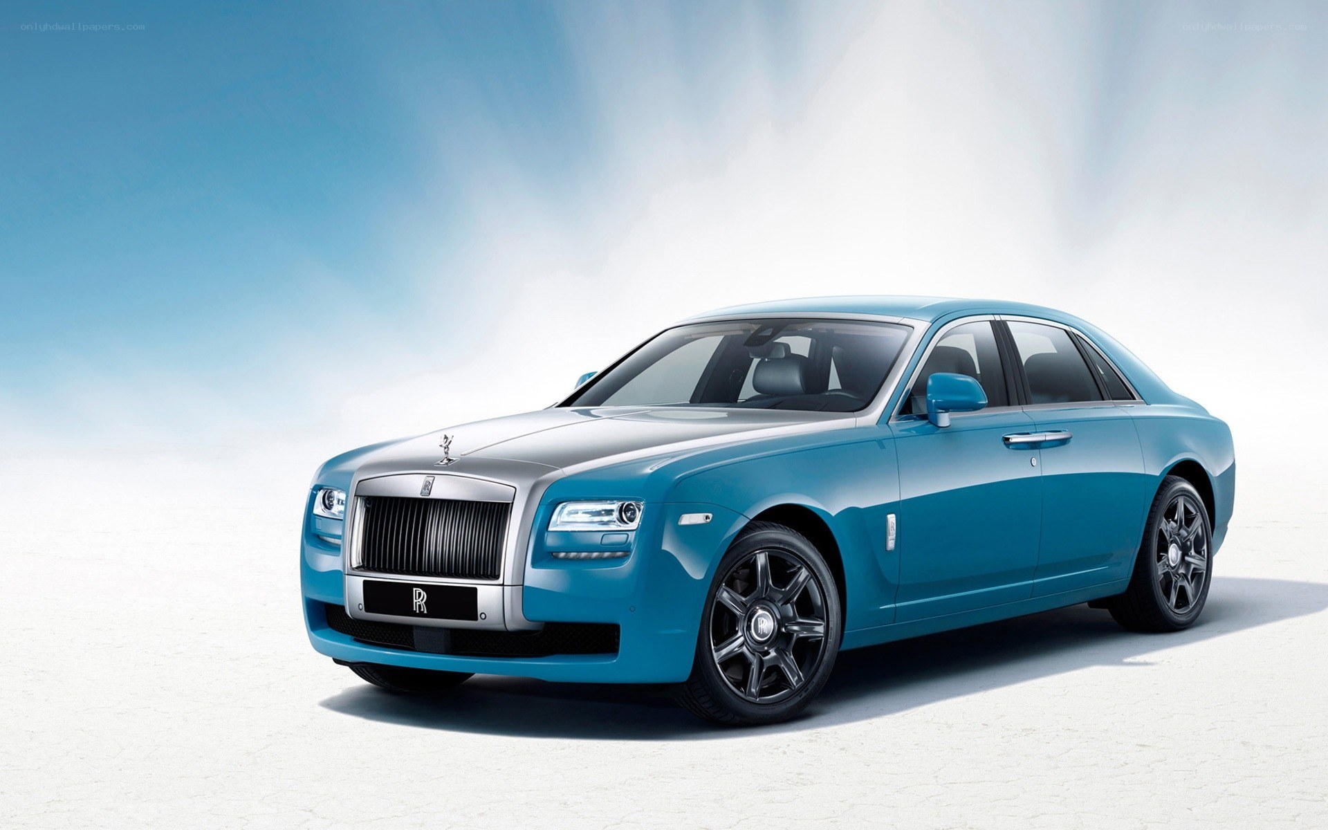 Blue Rolls-Royce luxury sedan