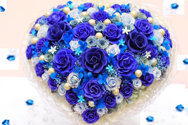 Blue Rose Bouquet — Elegant, Photograph, Pearls