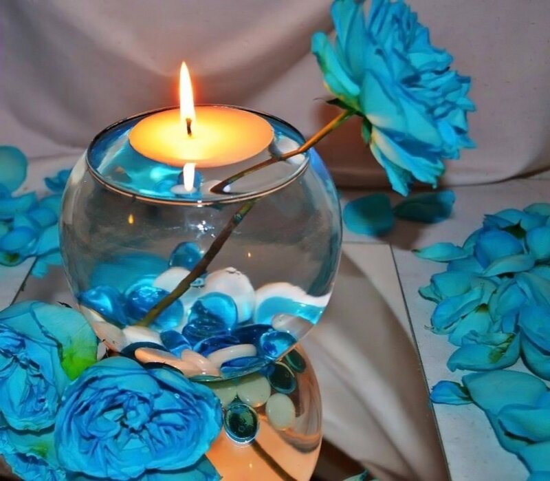 Blue Rose Candle Holder