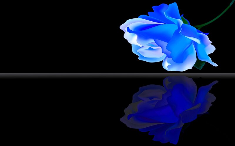 Blue Rose Flower — Dramatic, Digital Art, Stem