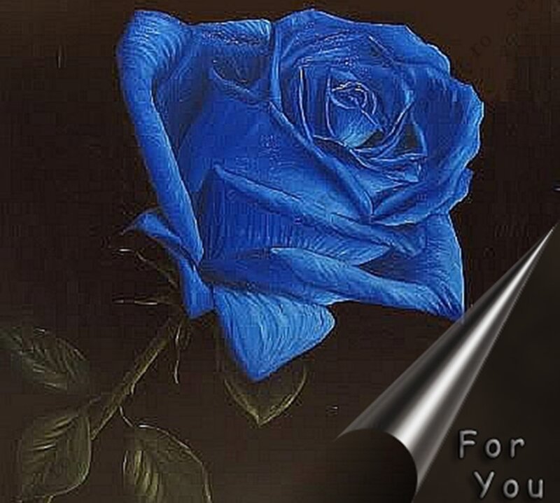 Blue Rose Flower — Dramatic, Painting, Stem