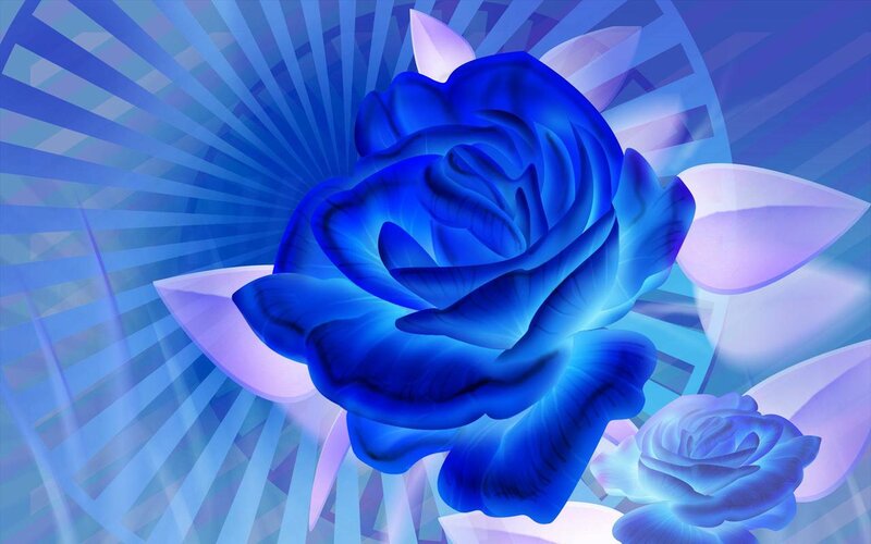 Blue Rose Flower — Serene, Digital Art, Petals