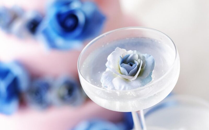 Blue rose in a cocktail glass