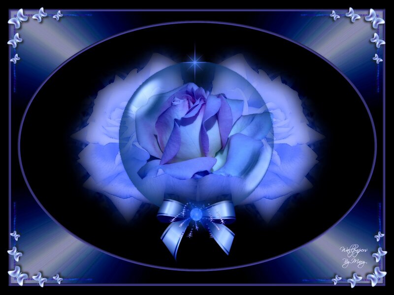 Blue Rose in Oval Frame