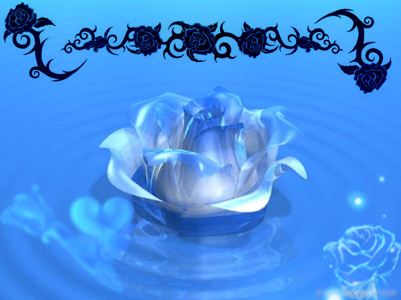 Blue Rose in Water — Serene, Digital Art
