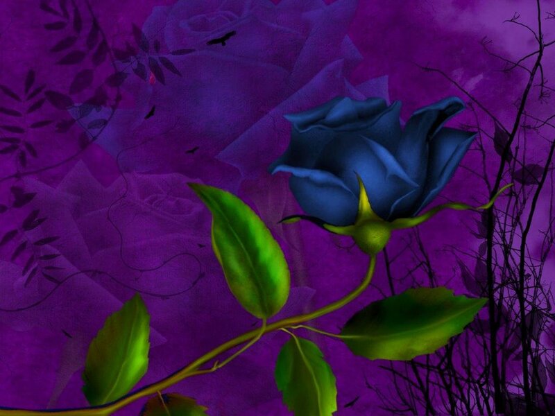 Blue Rose on Stem — Purple, Dramatic